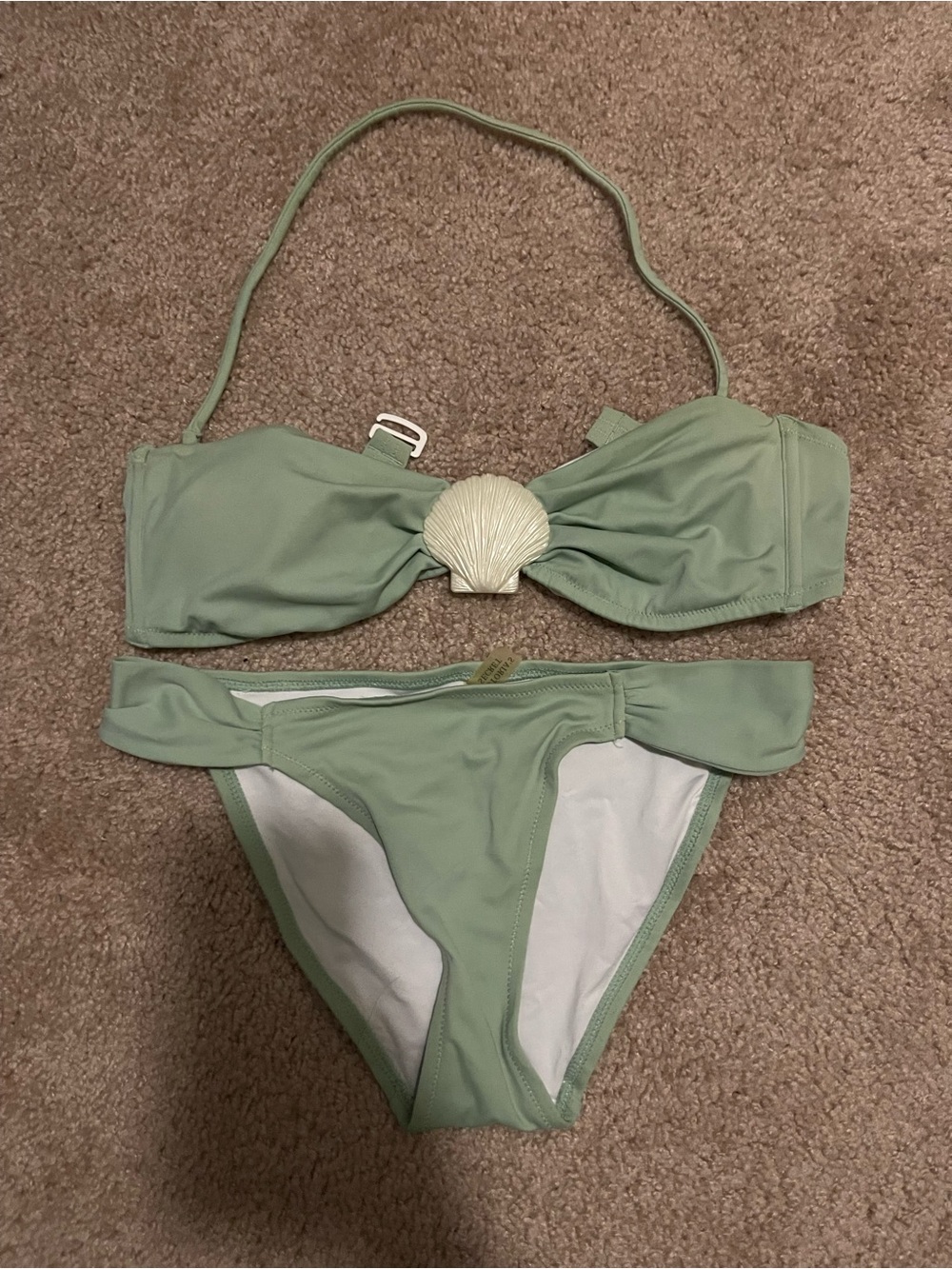 Victoria's Secret Sage Green Bandeau Bikini with Seashell Accent
